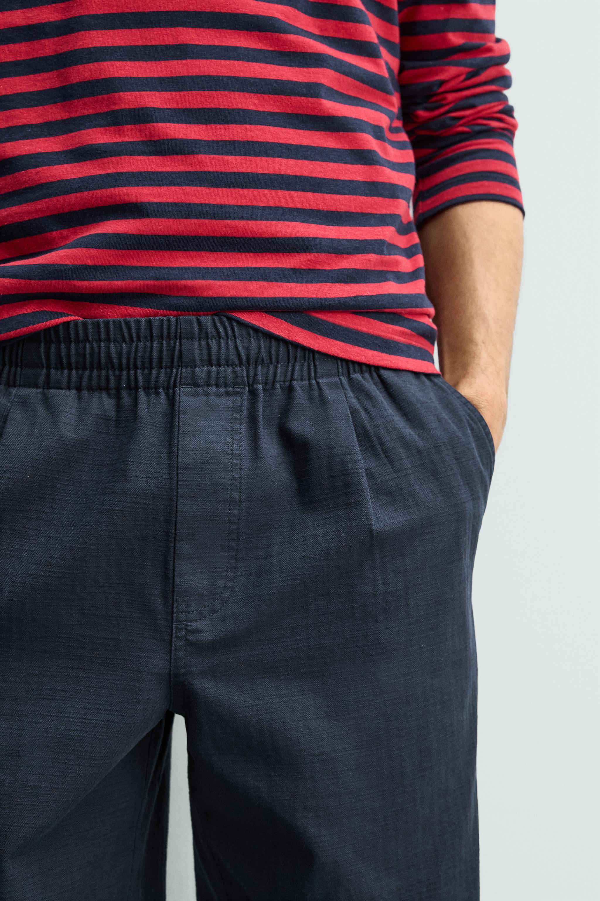 HERRINGBONE RELAXED FIT PANTS